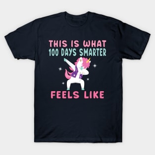 Dabbing Unicorn 100 Days Smarter Student Kids. T-Shirt